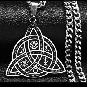 Celtic Knot Blessed Be Witch Norse Irish Silver Necklace Jewelry unisex new